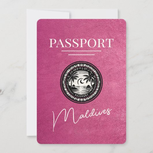 Magenta Malediven Paspoort Bewaar de datum Save The Date (Voorkant)
