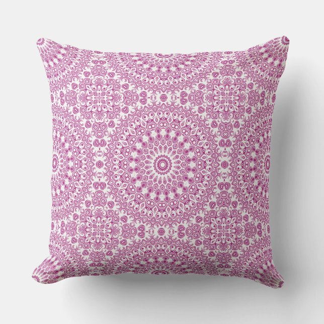 magenta mandala geometrisch patroon kussen (Voorkant)