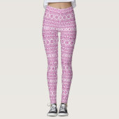 Magenta Mandala Geometrisch Patroon Leggings (Voorkant)