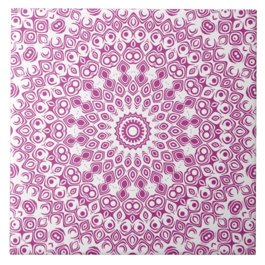 magenta mandala geometrisch patroon tegeltje (Voorkant)