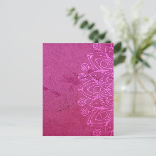 Magenta Mandala Zen Rustic Body Mind Spirit Briefkaart (Staand voorkant)