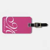 Magenta Manuscript Monogramed Bagagelabel (Voorkant horizontaal)