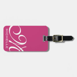 Magenta Manuscript Monogramed Bagagelabel