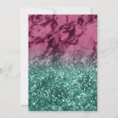 Magenta Marble Blauwgroen Glitter Arch Islamic Wed Kaart (Achterkant)