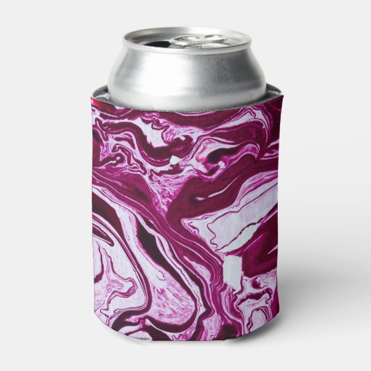 Magenta marmeren textuur: Abstracte vloeibare kuns Blikjeskoeler (Blikje Voorkant)