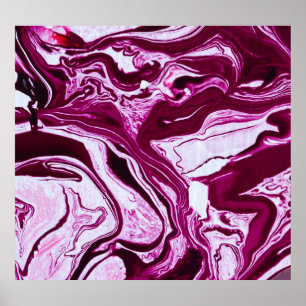 Magenta marmeren textuur: Abstracte vloeibare kuns Poster