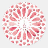 Magenta Marokkaanse Tegels bruiloft Logo Ronde Sticker (Voorkant)