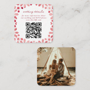 Magenta Marokkaanse Tegels QR Code Bruiloft Informatiekaartje