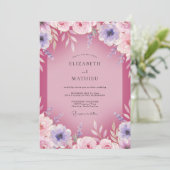 Magenta Mauve Ranunculus Eucalyptus Bruiloft Kaart (Staand voorkant)