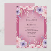 Magenta Mauve Ranunculus Eucalyptus Bruiloft Kaart (Voorkant / Achterkant)