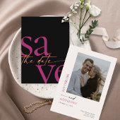Magenta Melon Black, foto van modern gebold Save The Date