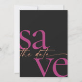 Magenta Melon Black, foto van modern gebold Save The Date (Voorkant)