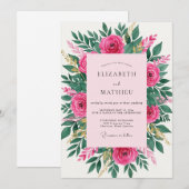 Magenta Mesmerizing Spring Floral Wedding Kaart (Voorkant / Achterkant)