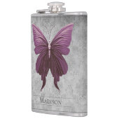 Magenta met juwelen versierde vlinderfles heupfles (Links)