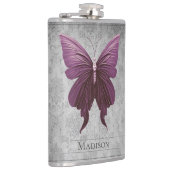 Magenta met juwelen versierde vlinderfles heupfles (Rechts)