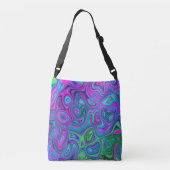 Magenta met marmering en Lime Green Groovy Abstrac Crossbody Tas (Achterkant)