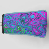 Magenta met marmering en Lime Green Groovy Abstrac Golfheadcover (Voorkant)