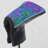 Magenta met marmering en Lime Green Groovy Abstrac Golfheadcover (3/4 voorkant)