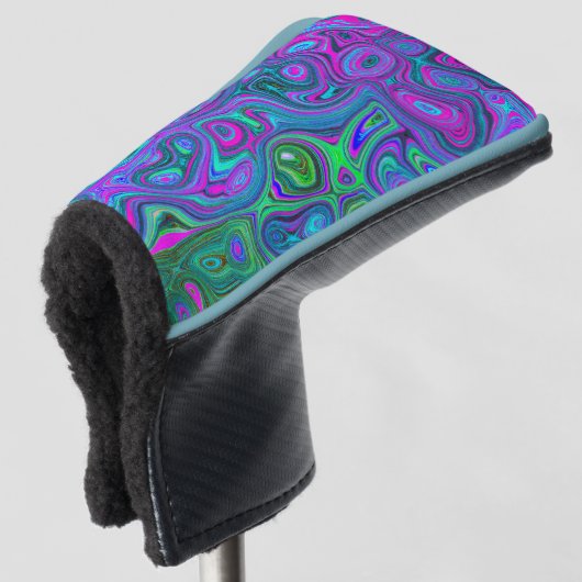 Magenta met marmering en Lime Green Groovy Abstrac Golfheadcover (3/4 voorkant)