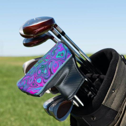 Magenta met marmering en Lime Green Groovy Abstrac Golfheadcover (Insitu)