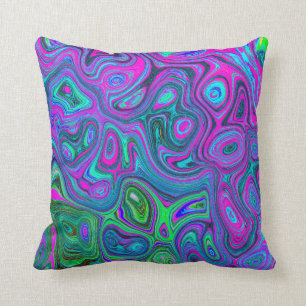 Magenta met marmering en Lime Green Groovy Abstrac Kussen