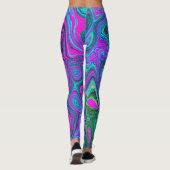 Magenta met marmering en Lime Green Groovy Abstrac Leggings (Achterkant)