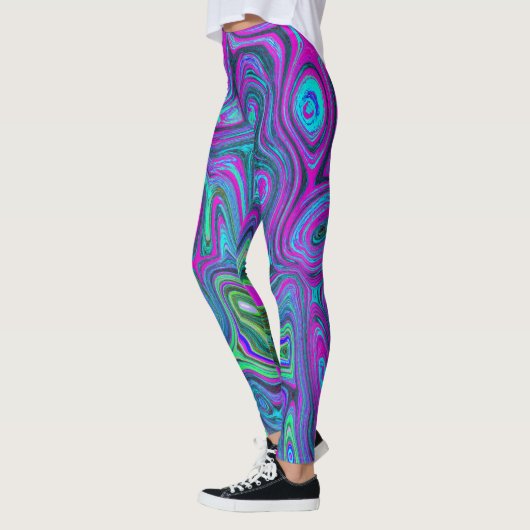 Magenta met marmering en Lime Green Groovy Abstrac Leggings (Links)