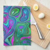 Magenta met marmering en Lime Green Groovy Abstrac Theedoek (Quarter Fold)