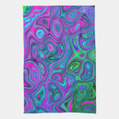 Magenta met marmering en Lime Green Groovy Abstrac Theedoek (Verticaal)