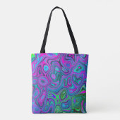 Magenta met marmering en Lime Green Groovy Abstrac Tote Bag (Achterkant)