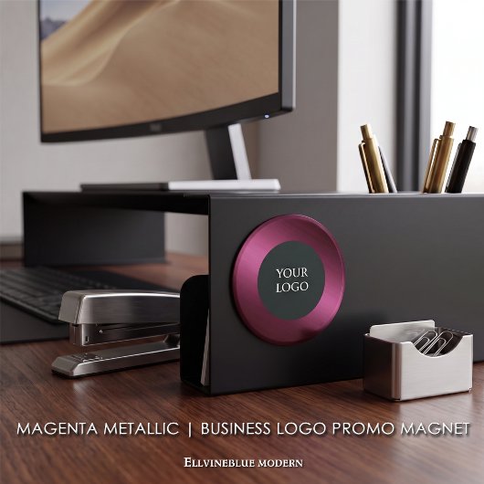 Magenta Metallic Zakelijk Logo Promo Magneet