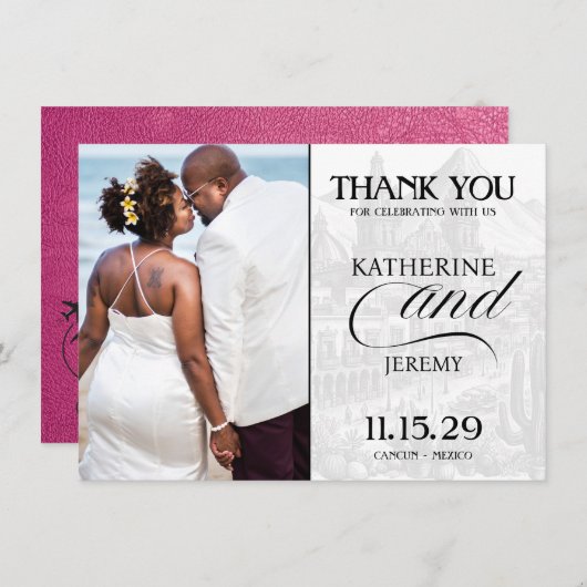 Magenta Mexico Passport Bedankkaart (Voorkant / Achterkant)