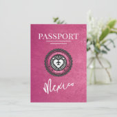 Magenta Mexico Passport Bewaar de datum Save The Date (Staand voorkant)