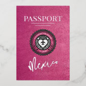 Magenta Mexico Passport Wedding Folie Uitnodiging (Voorkant)