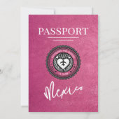 Magenta Mexico Passport Wedding Kaart (Achterkant)