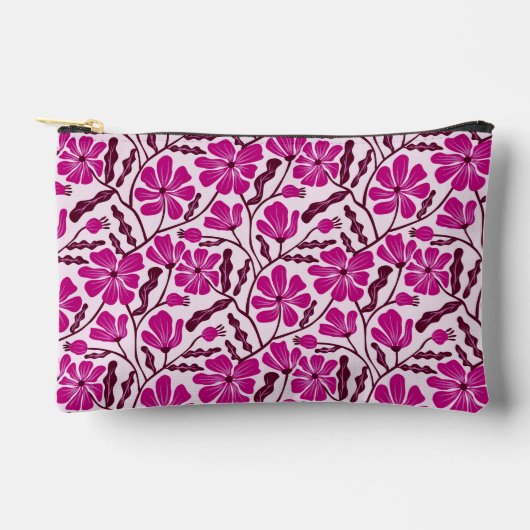 Magenta mid-century modern bloempatroon etui (Voorkant)