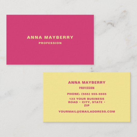Magenta minimalist visitekaartje (Voorkant / Achterkant)