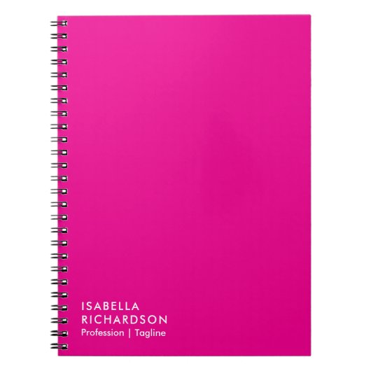 Magenta minimalistisch aangepast notitieboek (Voorkant)