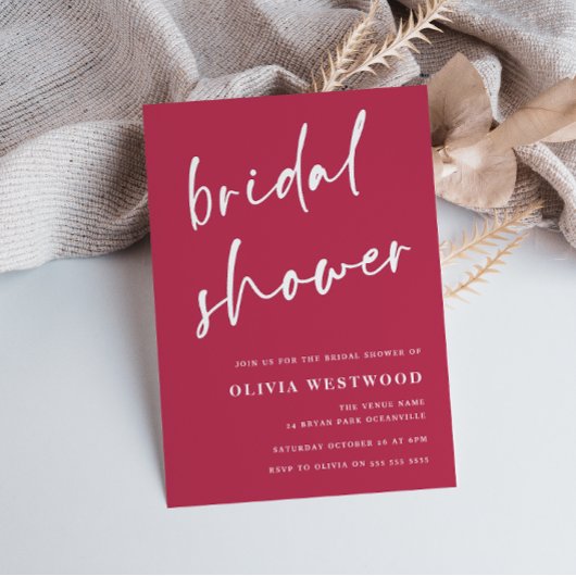 Magenta minimalistisch modern Vrijgezellenfeest Kaart