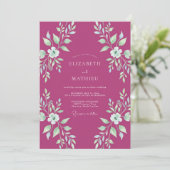 Magenta Mint Bladerige Trouw Kaart (Staand voorkant)