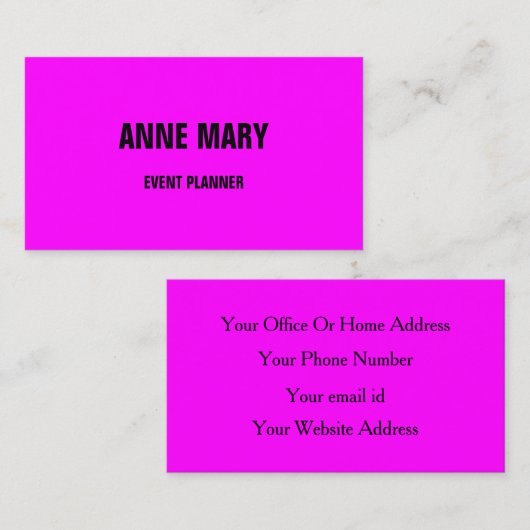 Magenta Modern Bold Helder Kleurrijk Roze Paarse Visitekaartje (Voorkant / Achterkant)