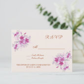 Magenta modern floral RSVP Invitation (Staand voorkant)