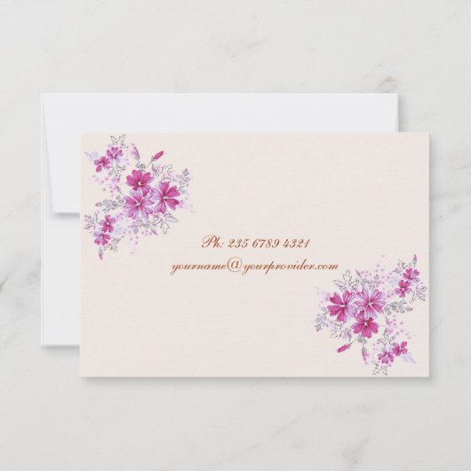 Magenta modern floral RSVP Invitation (Achterkant)