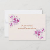 Magenta modern floral RSVP Invitation Kaartje (Achterkant)