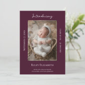 Magenta Modern Foto geboorteaankondiging Aankondiging (Staand voorkant)