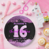 Magenta Modern Glam Sweet Sixteen Birthday Papieren Bordje (Feest)