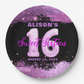 Magenta Modern Glam Sweet Sixteen Birthday Papieren Bordje (Voorkant)