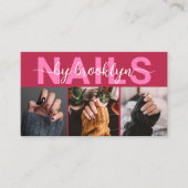 Magenta Modern Photo Typography Nail Artist Visitekaartje (Voorkant)