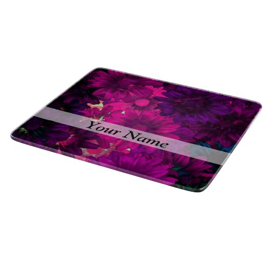 Magenta moderne bloemen snijplank (Hoek)