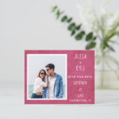 Magenta Moderne foto Bewaar de datum (Staand voorkant)